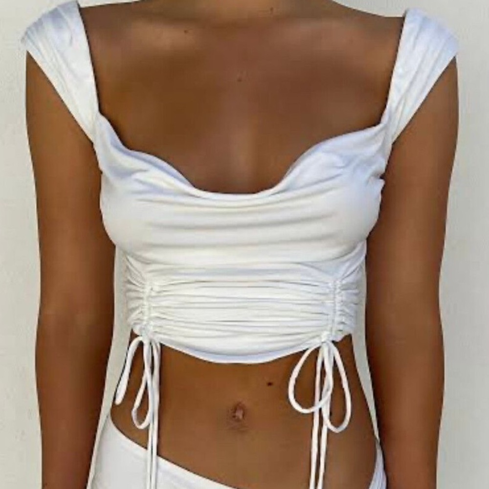 NWT TIGER MIST Elegant Cream Ruched Women's Top